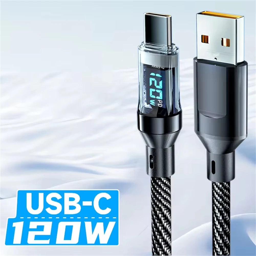 NNBILI 120W Type C to Type C Cable Phone Super Fast Charging Cable With LED Display USB To Type-C