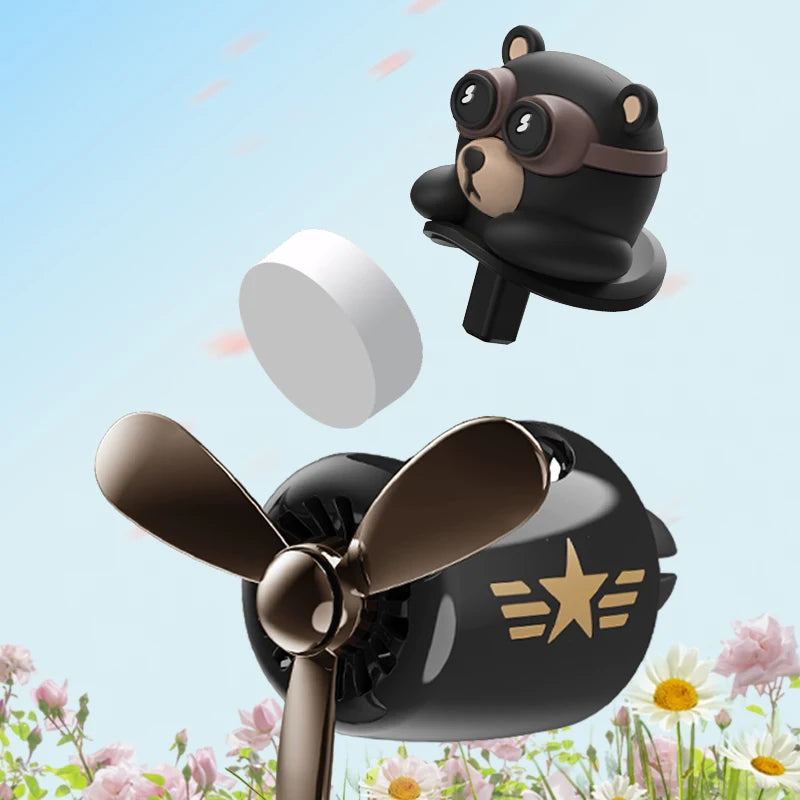 Rotating airplane pilot bear dog car air fresheners vent clip perfume funny fragrance fan aroma diffuser decorations accessories