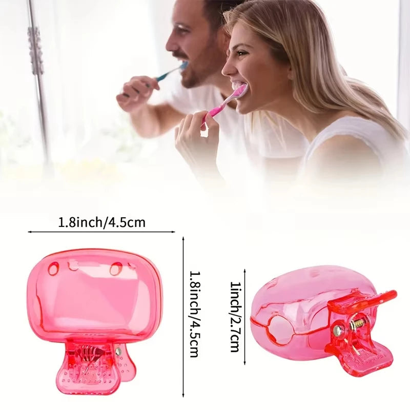 2pcs Travel Toothbrush Head Covers Portable Toothbrush Protector Cap Travel Essential Toothbrush Plastic Clip Travel Organizer