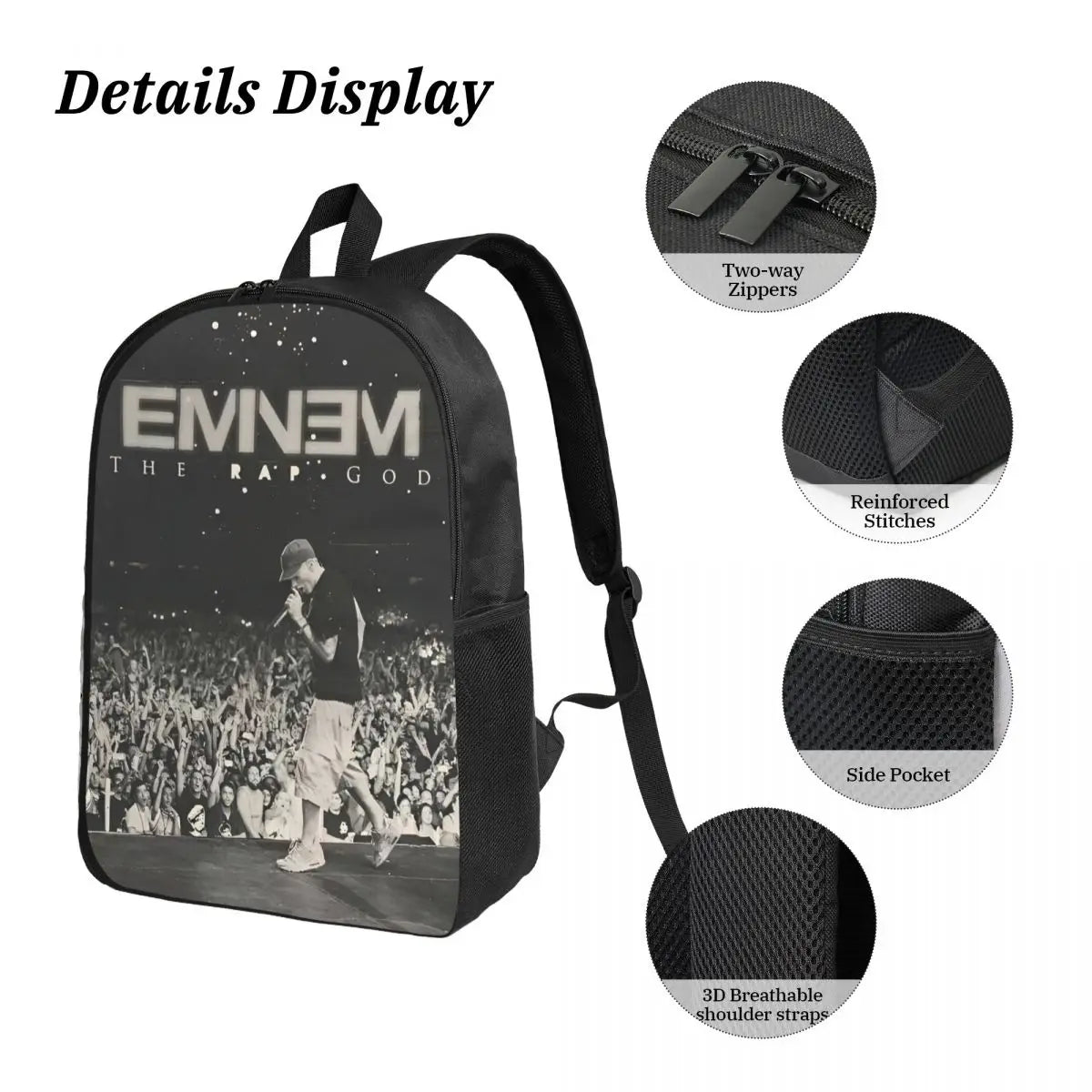 3Pcs Eminem Slim Shady School bags Set for Boy Girl Pen Bags Backpack Sets with Lunch Box For Primary School