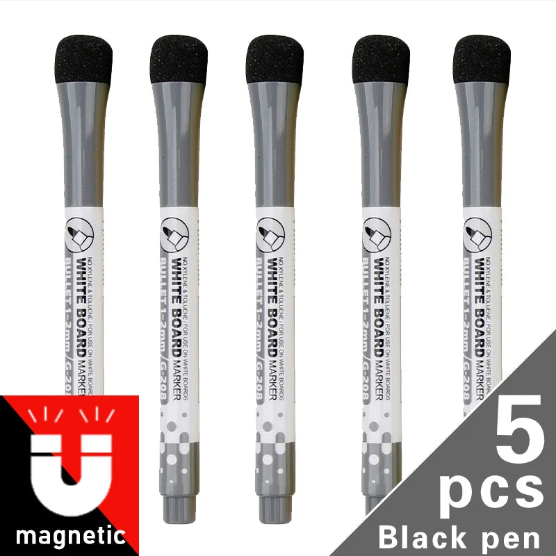 1 Set School Classroom Supplies Magnetic Erasable Whiteboard Pens Markers Dry Eraser Pages Children's Drawing Pen Board Markers