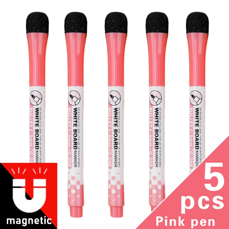 1 Set School Classroom Supplies Magnetic Erasable Whiteboard Pens Markers Dry Eraser Pages Children's Drawing Pen Board Markers