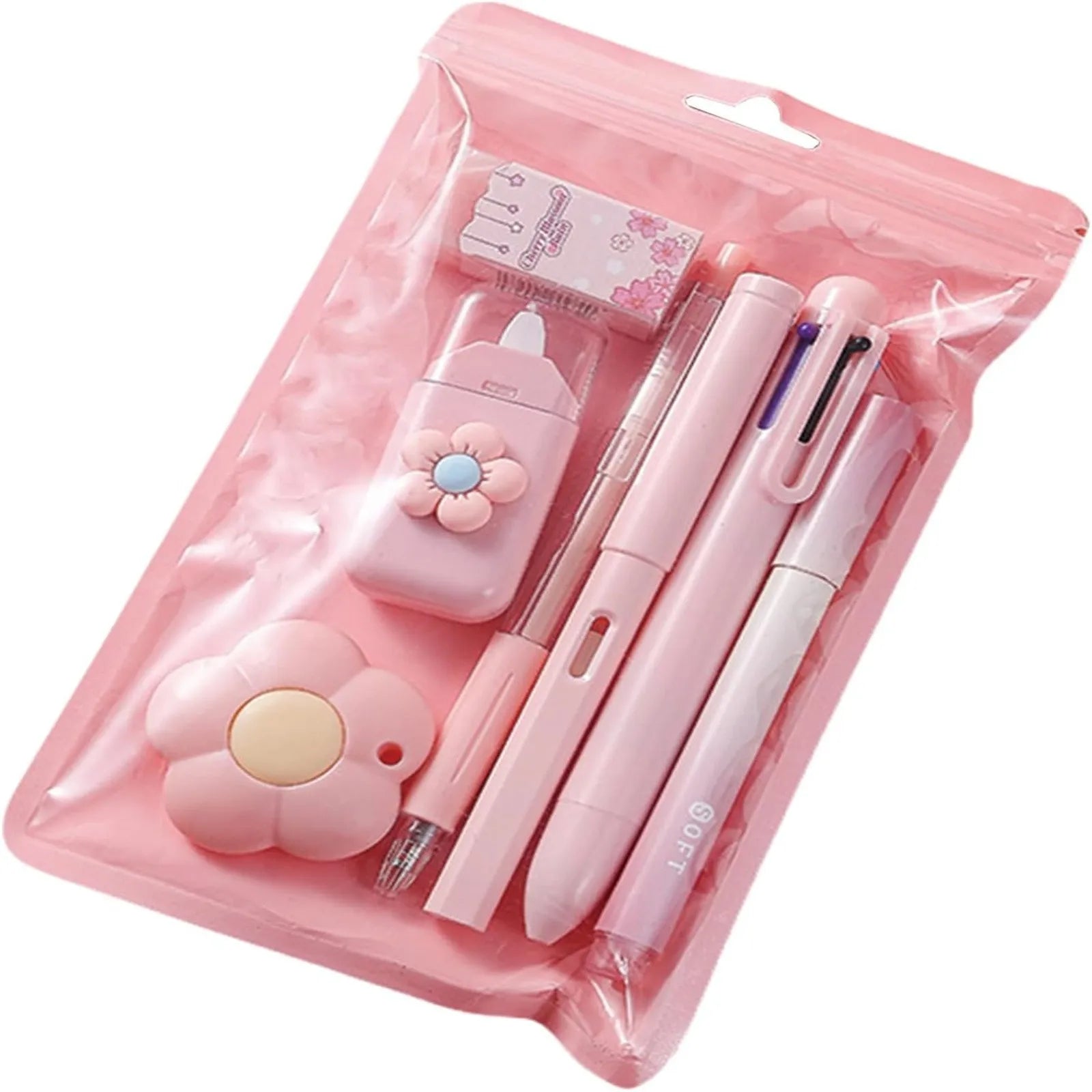Simple Stationery Set Student Gift Cute Various Stationery Set School Supplies Eraser Ballpoint Study Stationery Supplies 7PCS