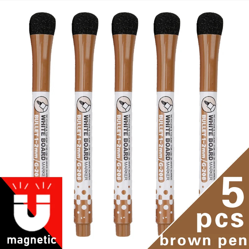 1 Set School Classroom Supplies Magnetic Erasable Whiteboard Pens Markers Dry Eraser Pages Children's Drawing Pen Board Markers