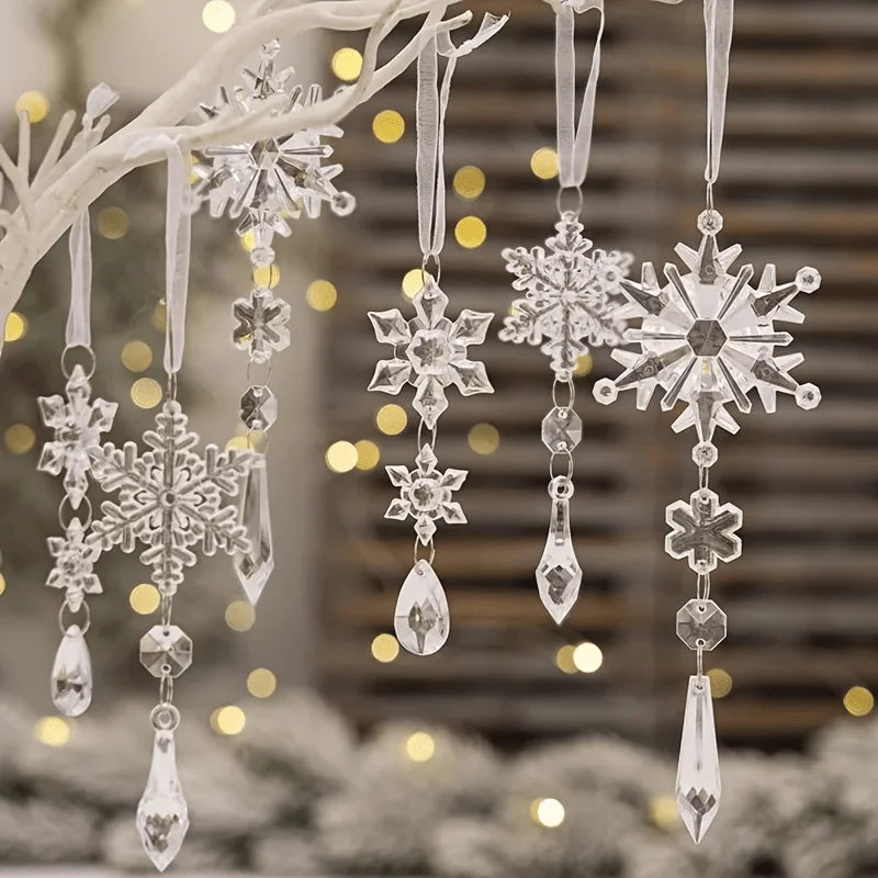 3/5/18pcs Christmas Tree Decoration Crystal Ornaments -for Christmas Tree Winter New Year Party Supplies, Best for Christmas
