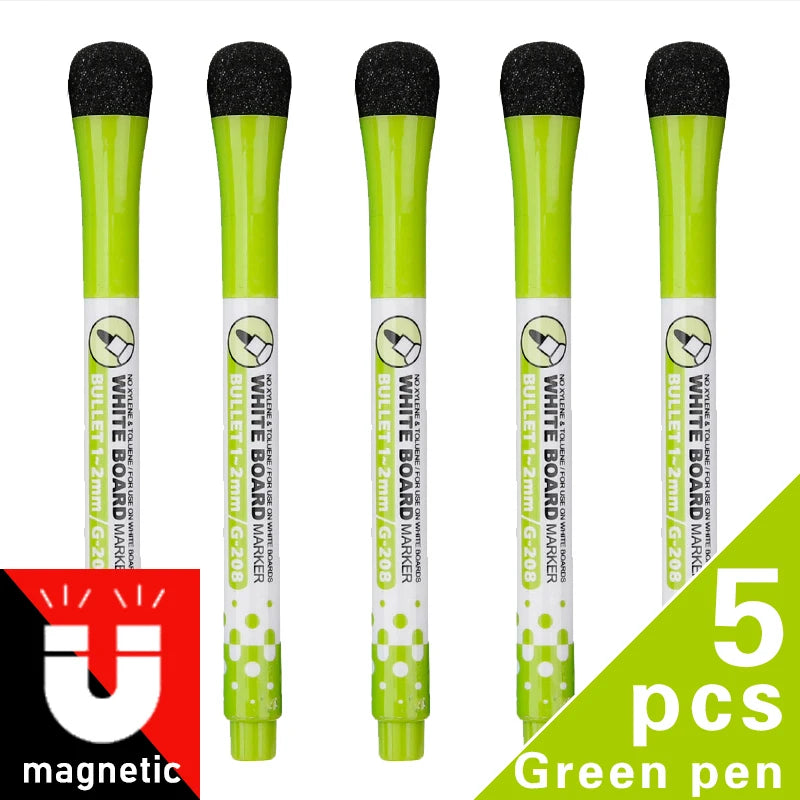 1 Set School Classroom Supplies Magnetic Erasable Whiteboard Pens Markers Dry Eraser Pages Children's Drawing Pen Board Markers
