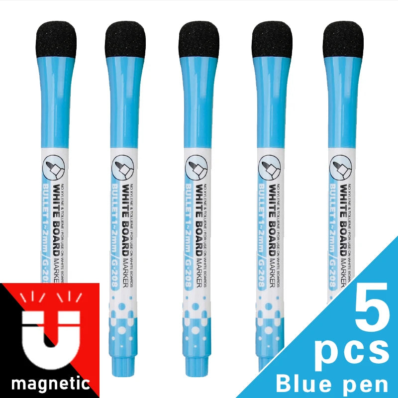 1 Set School Classroom Supplies Magnetic Erasable Whiteboard Pens Markers Dry Eraser Pages Children's Drawing Pen Board Markers