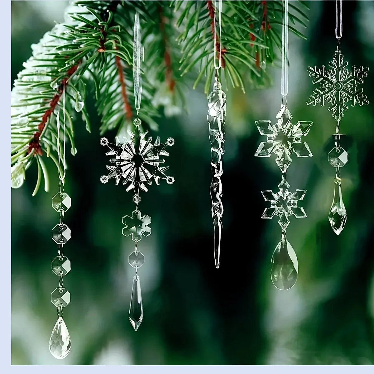 3/5/18pcs Christmas Tree Decoration Crystal Ornaments -for Christmas Tree Winter New Year Party Supplies, Best for Christmas