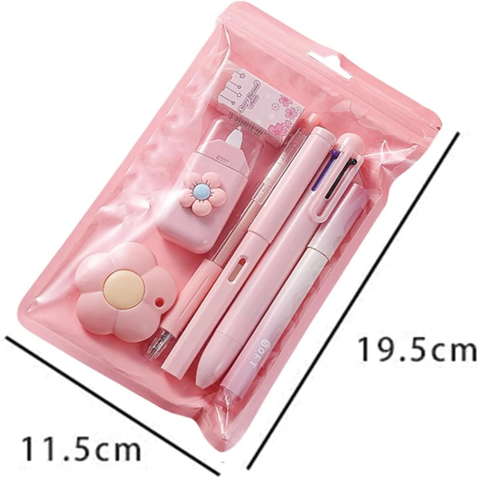 Simple Stationery Set Student Gift Cute Various Stationery Set School Supplies Eraser Ballpoint Study Stationery Supplies 7PCS