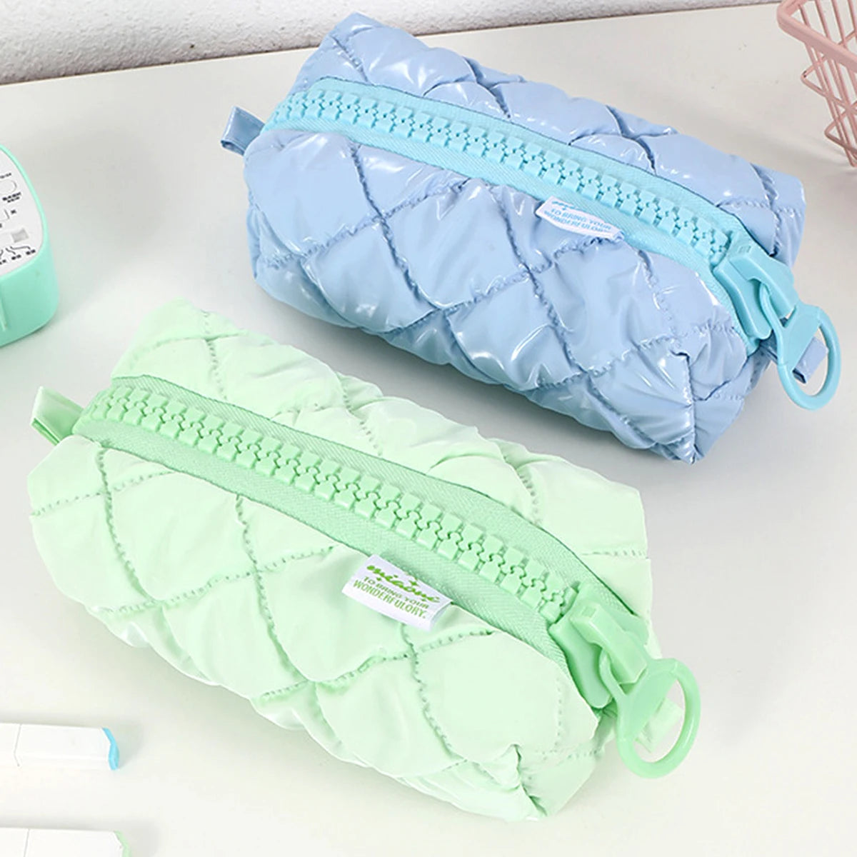 1 PC Creative Candy-Colored Checkered Pencil Case School Supplies Organizer Bag Tabletop Essential for Back-to-School