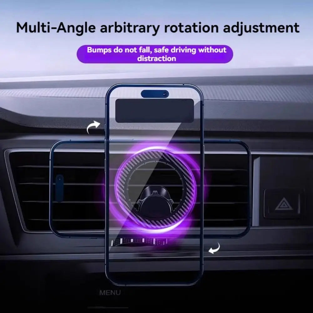 Magnetic Base Phone Holder Stabilize Rotatable Air Vent Clip Mount Stand Universal Smooth Surface Car Mobile Phone Stand