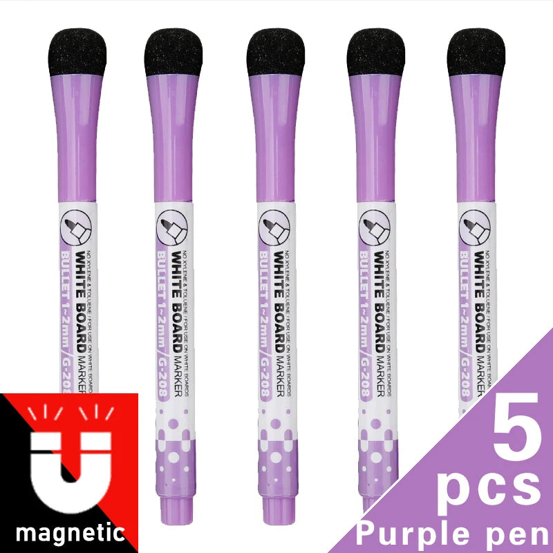 1 Set School Classroom Supplies Magnetic Erasable Whiteboard Pens Markers Dry Eraser Pages Children's Drawing Pen Board Markers
