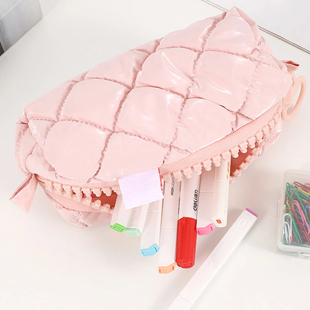 1 PC Creative Candy-Colored Checkered Pencil Case School Supplies Organizer Bag Tabletop Essential for Back-to-School