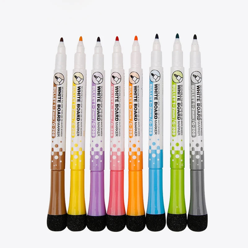 1 Set School Classroom Supplies Magnetic Erasable Whiteboard Pens Markers Dry Eraser Pages Children's Drawing Pen Board Markers