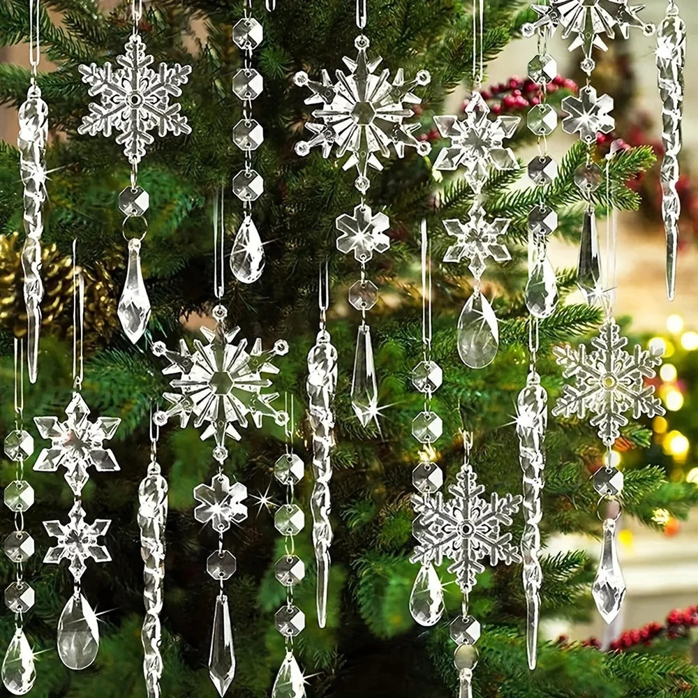 3/5/18pcs Christmas Tree Decoration Crystal Ornaments -for Christmas Tree Winter New Year Party Supplies, Best for Christmas