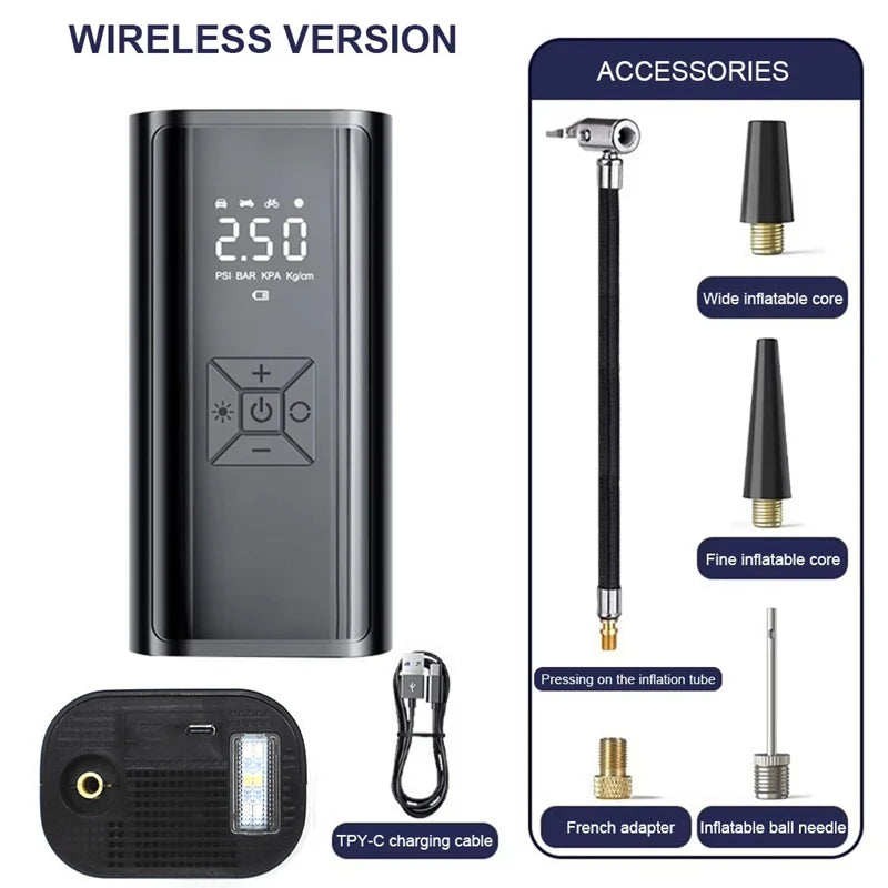 1pc Wireless Car Air Compressor Air Pump Electric Tire Inflator Pump for Motorcycle Bicycle Boat