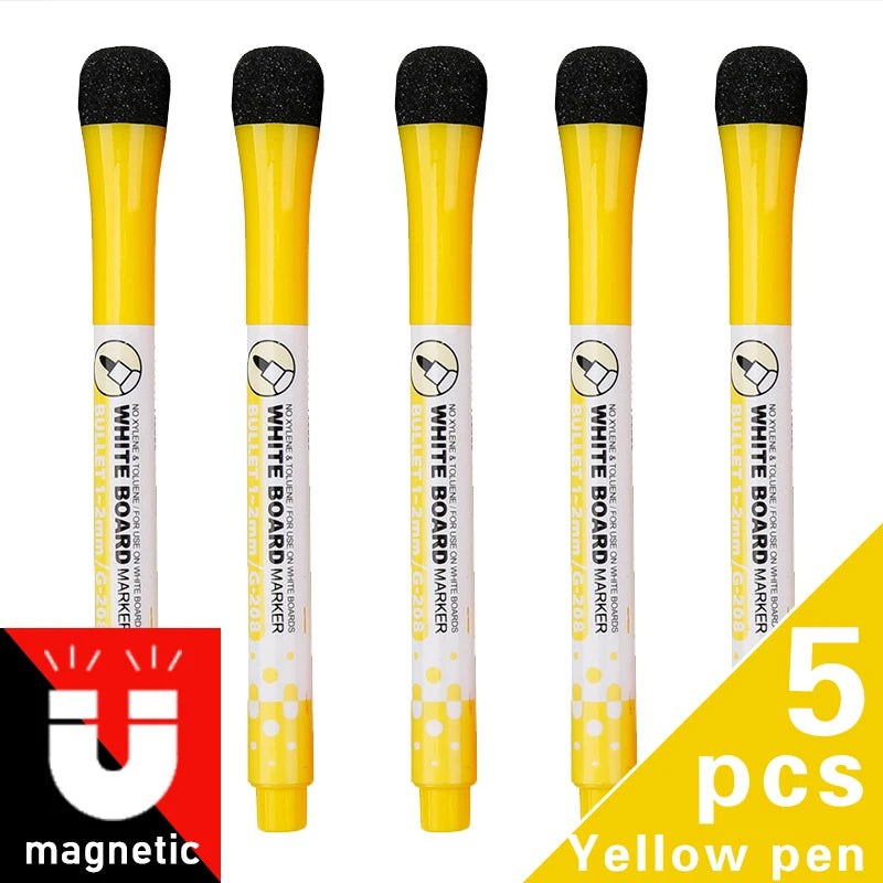 1 Set School Classroom Supplies Magnetic Erasable Whiteboard Pens Markers Dry Eraser Pages Children's Drawing Pen Board Markers