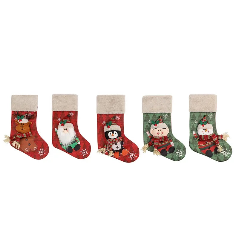 2025 New Year Christmas Stocking Sack Xmas Gifts Candy Bag Noel Christmas Decorations For Children Home Navidad Sock Tree Decor