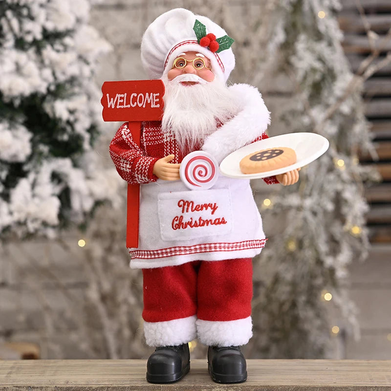 Merry Christmas Decorations For Home Santa Claus Chef Doll Christmas Tree Ornaments Navidad Natal Gifts New Year Plush Figurines