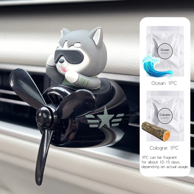 Rotating airplane pilot bear dog car air fresheners vent clip perfume funny fragrance fan aroma diffuser decorations accessories