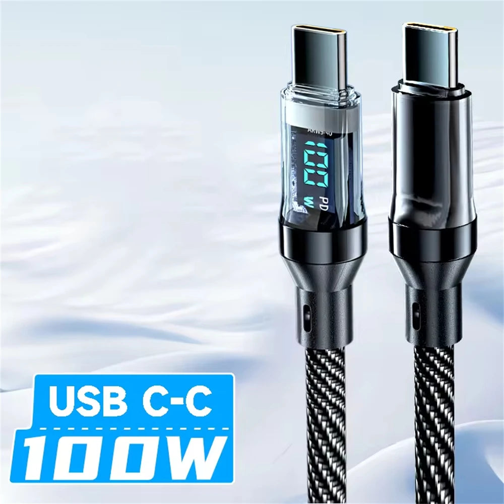 NNBILI 120W Type C to Type C Cable Phone Super Fast Charging Cable With LED Display USB To Type-C