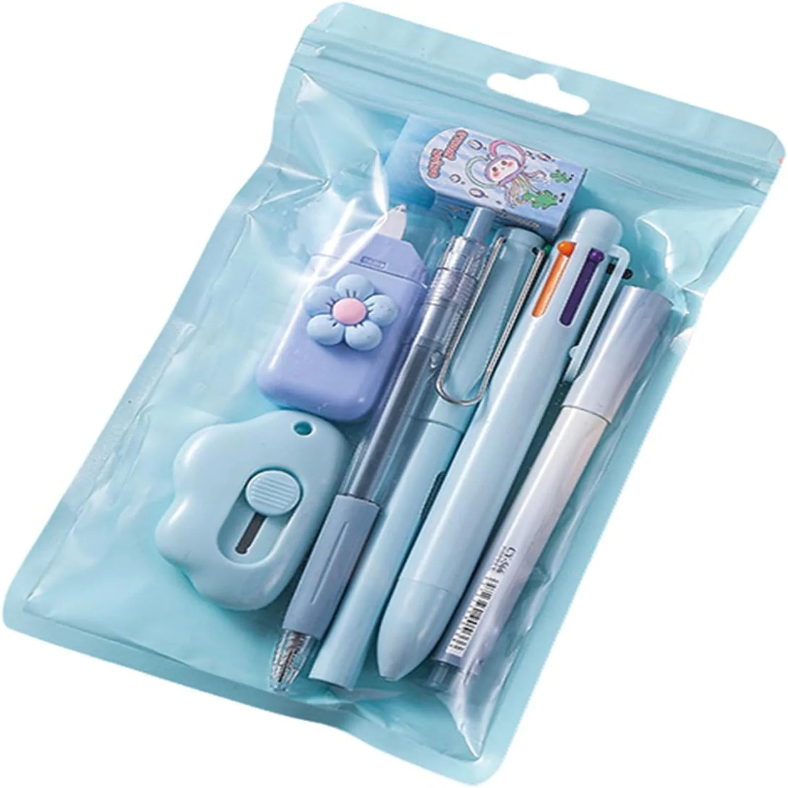 Simple Stationery Set Student Gift Cute Various Stationery Set School Supplies Eraser Ballpoint Study Stationery Supplies 7PCS