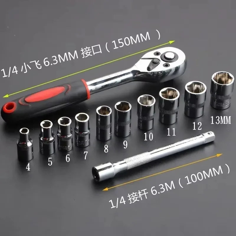 New Upgrade Wrench Socket Set 12PCS Hardware Tool Kit for Car Boat Motorcycle Bicycle Repairing Maintenance