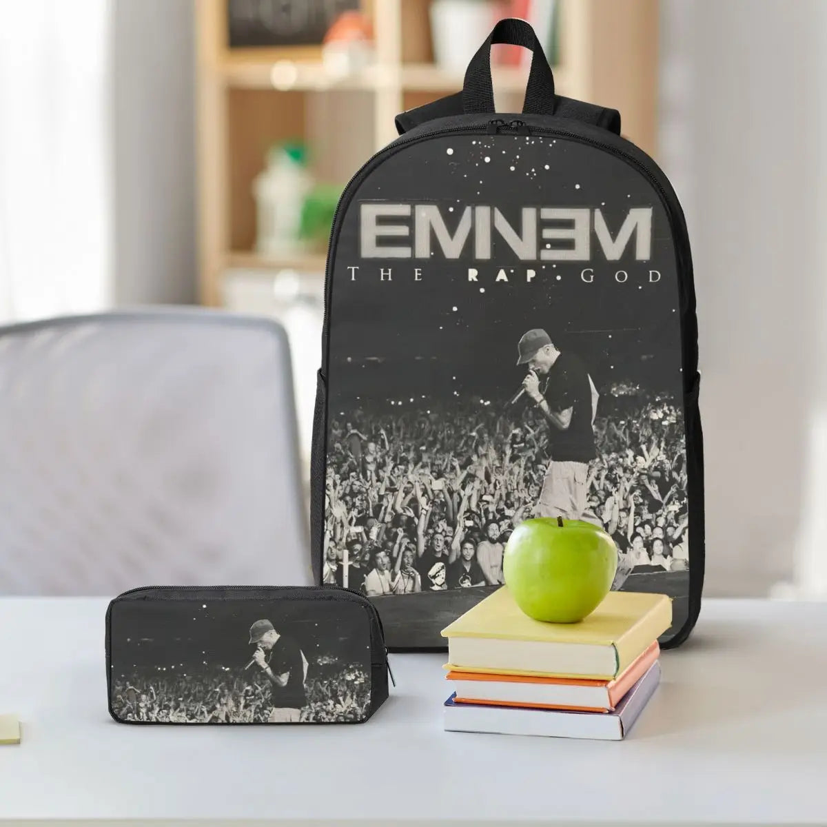 3Pcs Eminem Slim Shady School bags Set for Boy Girl Pen Bags Backpack Sets with Lunch Box For Primary School